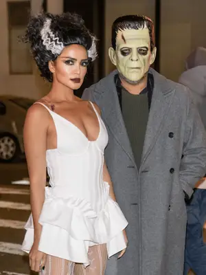 Amanda Salazar and guest are seen arriving to Heidi Klum