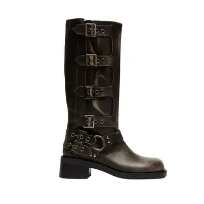 Brown Steve Madden moto boot