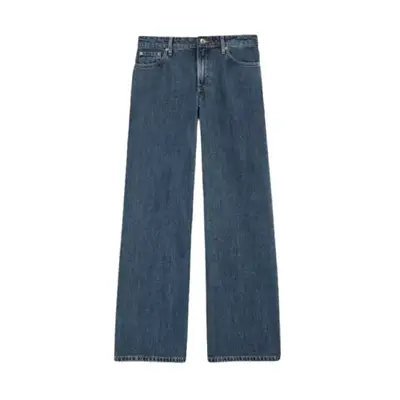 Medium wash wide-leg jean