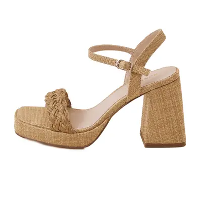 Monsoon London Raffia Block Heel Sandals in natural