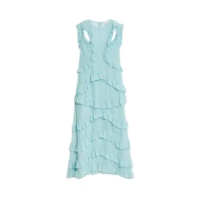 Blue ruffled chiffon dress