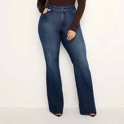 Good American Soft-Tech Good Classic Slim Bootcut Jeans in indigo