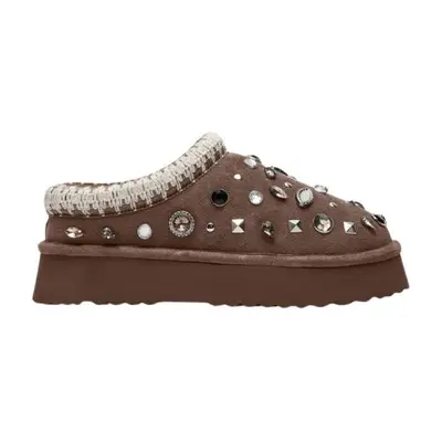 brown clog with rhinestones and studs