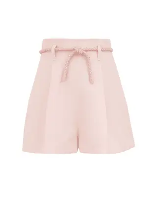 pink linen shorts