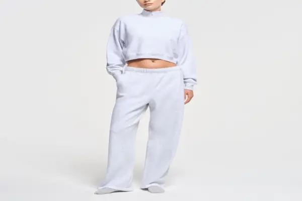 Pullover i bomuldsfleece med halv lynlås