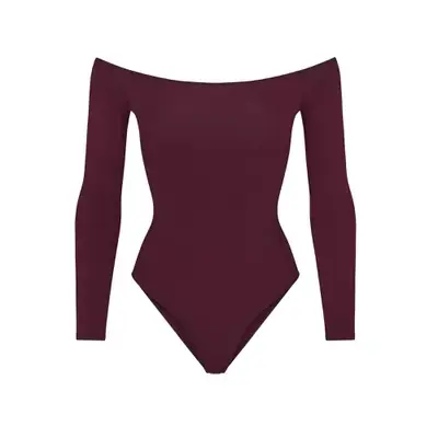 Dark red SKIMS bodysuit