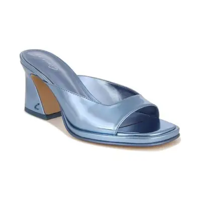 blue metallic mule heels