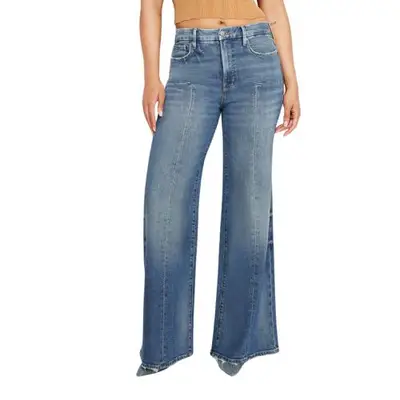 person wearing wide-leg Good American jeans