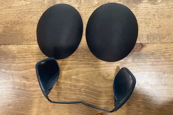 Miss Kisses Build-A-Bra Kit in black on a wood table