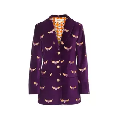 Purple Flying Hearts Embroidered Velvet jacket