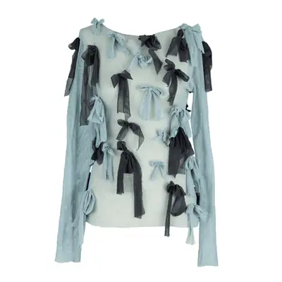 Melke Bow Top in blue and gray