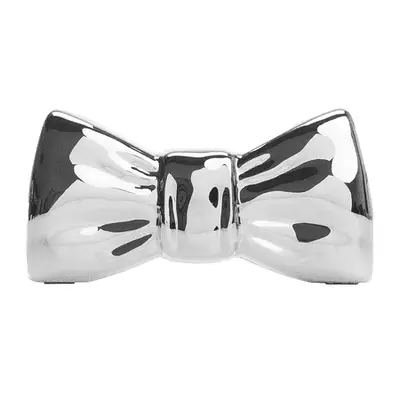 Mango Metallic Bow Clutch in silver