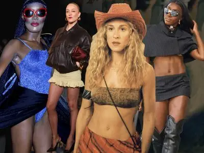 Sarah Jessica Parker, Grace Jones, Chloë Sevigny, and Ziwe in various fashionable outfits