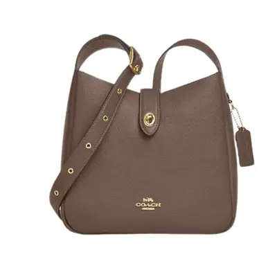 Coach Hadley Convertible Crossbody Bag in gold and dark stone pebble leather