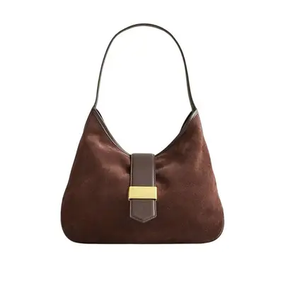 J.Crew Berkeley Suede and Leather Shoulder Bag in cocoa berry brown