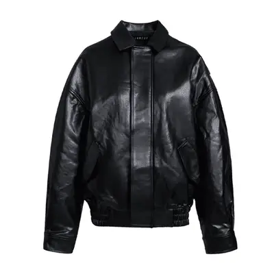 black leather jacket