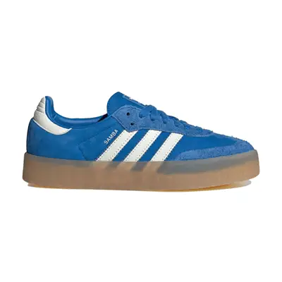 Adidas Sambae Shoes in blue and white with gum sole