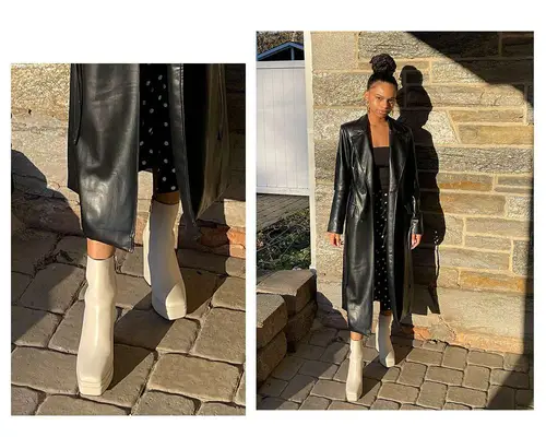 Olivia Hancock wearing Aldo boots