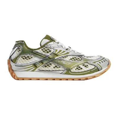 Bottega Veneta Orbit Sneaker in mud metallic green and white