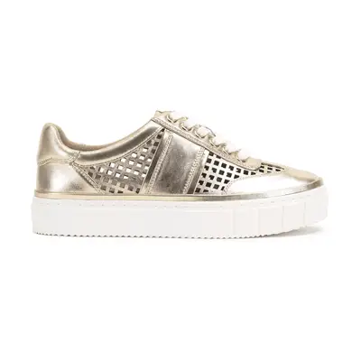 Vince Camuto Raiden Cut-Out Platform Sneaker in champagne gold