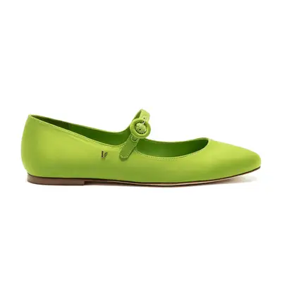Larroude Blair Ballet Flat in kiwi green satin
