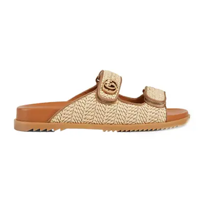 Gucci Sandal with Double G in woven raffia