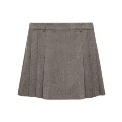Mango Pleated Mini Skirt in gray