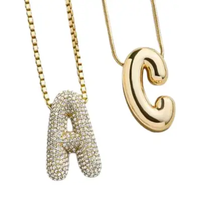 BaubleBar Bubble Initial Necklaces in A and C in gold