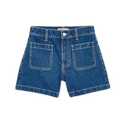 Madewell Denim Emmett Shorts in Woodston medium wash denim with light stitching
