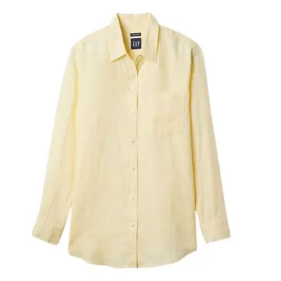 Gap Linen Boyfriend Shirt in maize yellow