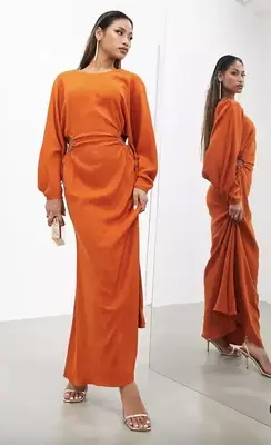 ASOS Edition Side Cowl Ruched Dress 