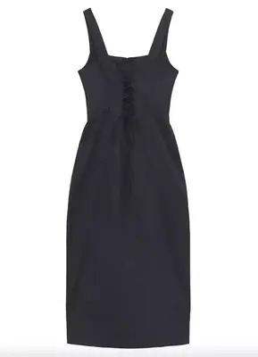 Staud Sutton Lace Up Midi Dress