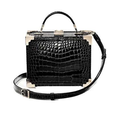 Aspinal of London The Trunk in black patent croc