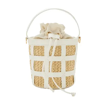 Forever 21 Lattice Bucket Crossbody Bag in white and natural