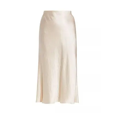 champagne satin midi skirt