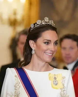 Princess Kate Middleton wearing the Strathmore Rose Tiara