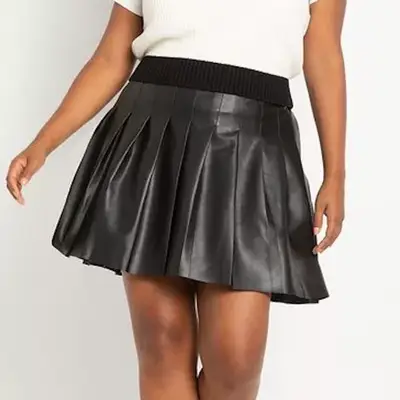 Eloquii Faux Leather Pleated Mini Skirt