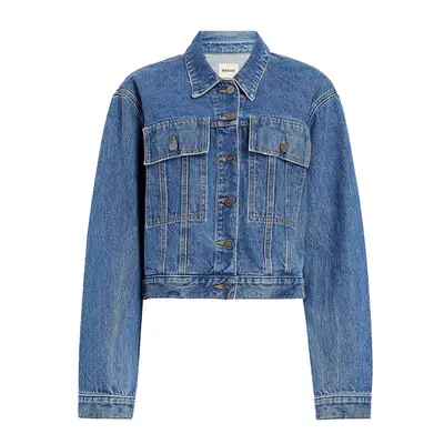 Khaite Saunder Jacket in boone mid wash indigo