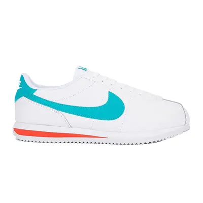 Nike Cortez Sneaker in white, dusty cactus, and cosmic clay