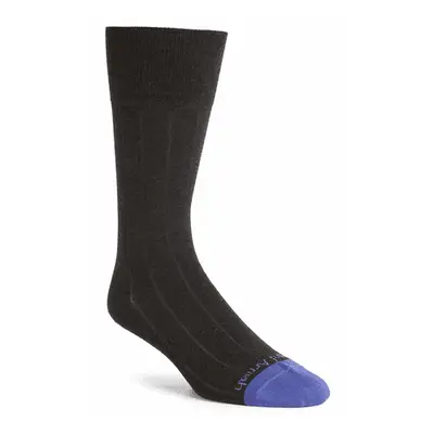 Edward Armah Pima Cotton Blend Rib Dress Socks in gray with purple