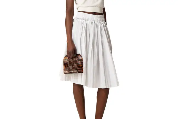 J.Crew Smocked-waist pleated skirt