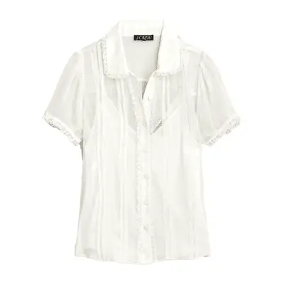 J.Crew Sheer Lace-Trim Button-Up Shirt in ivory