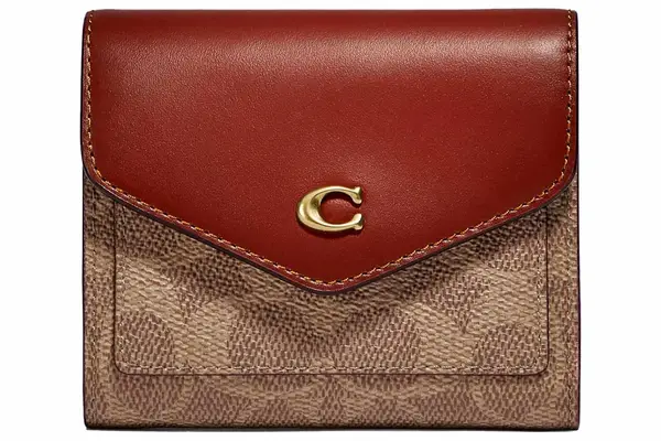 Coach Color-block Coated Canvas Signature Wyn Small Wallet, B4/Tan Rust, One Size
