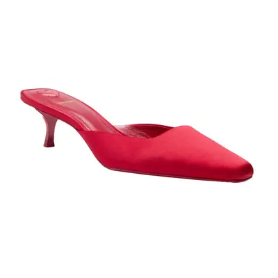 Larroude Cherry Satin Amal Mules