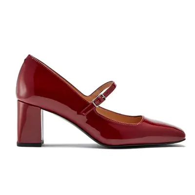 Inez Celine block heel Mary Jane shoes in burgundy