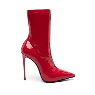 Le Silla Eva Patent Ankle Boots in red with stiletto heel