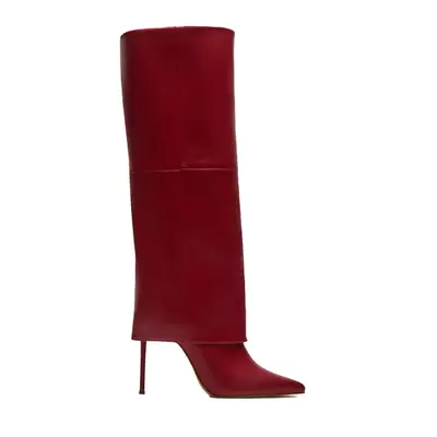 Steve Madden Smith Red Leather Cuffed Stiletto Boots