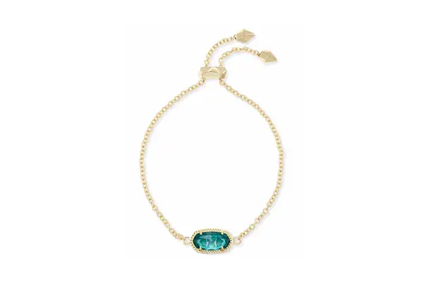 Kendra Scott Elaina Gold Adjustable Chain Bracelet in London Blue Glass