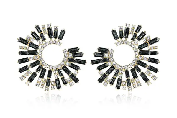 Ettika Opulent Crystal Stardust 18K Gold Plated Open Circle Earrings