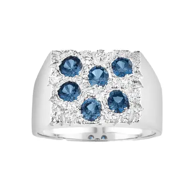 Bleue Burnham The Rose Garden Signet in silver with blue sapphire gemstones